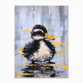 Duckling Grey Black & Yellow Gouache Painting Inspired 5 Canvas Print
