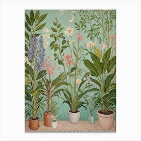 Potted Plants In Pastel Colours Canvas Print