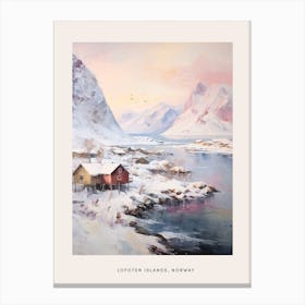 Dreamy Winter Painting Poster Lofoten Islands Norway 2 Canvas Print