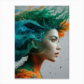 Color Splashed Woman Canvas Print