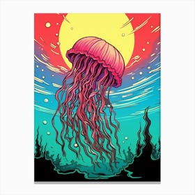 Jellyfish Retro Pop Art 3 Canvas Print