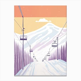 Lake Louise Ski Resort   Alberta, Canada, Ski Resort Pastel Colours Illustration 3 Canvas Print