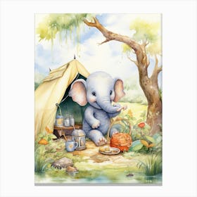 Elephant Painting Camping Watercolour 2 Canvas Print