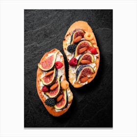 Sandwich with figs wild berries and cheese — Food kitchen poster/blackboard, photo art Canvas Print