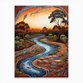 Default Australian Aboriginal Dot Painting Style Art Landscape 0 (5) Canvas Print