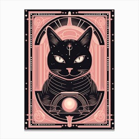 The Chariot Tarot Card, Black Cat In Pink 0 Canvas Print
