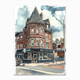 Sutton London Borough   Street Watercolour 1 Canvas Print