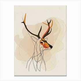 Deer - Boho, Line Art Canvas Print