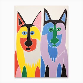 Colourful Kids Animal Art Timber Wolf 1 Canvas Print