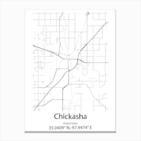 Chickasha,United States Minimalist Map 1 Canvas Print