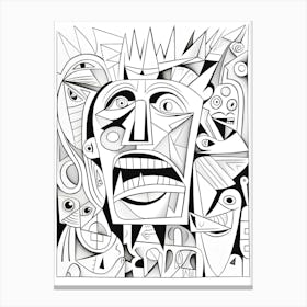 Line Art Inspired By Guernica 4 Canvas Print