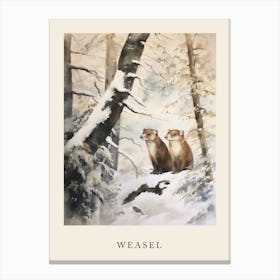 Winter Watercolour Weasel 4 Poster Canvas Print