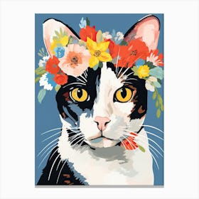 Japanese Bobtail Cat With A Flower Crown Painting Matisse Style 4 Canvas Print