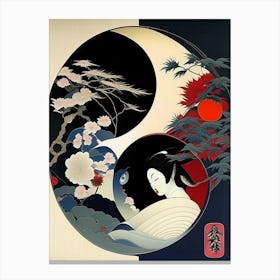 Repeat Abstract Yin and Yang Japanese Ukiyo E Style Canvas Print