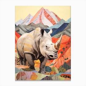 Pencil Style Illustration Of Colourful Rhino 3 Canvas Print