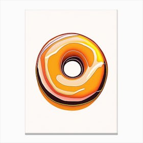 Caramel Glazed Donut Abstract Line Drawing 4 Canvas Print