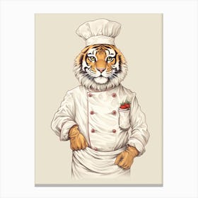 Tiger Illustrations Wearing A Chef Uniform 3 Canvas Print