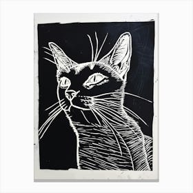 Abyssinian Cat Linocut Blockprint 1 Canvas Print