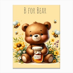 B For Bear Nursery Canvas Print