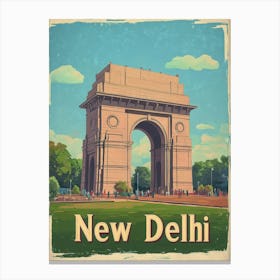 Aihrgdesign A Vintage Travel Poster Of New Delhi 4 Canvas Print