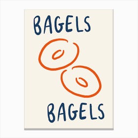 Bagels Bagels blue and orange kitchen Canvas Print