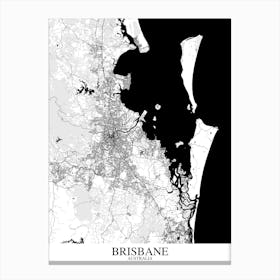 Brisbane White Black Map Canvas Print