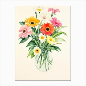 Gerberas 1 Vintage Flowers Flower Canvas Print