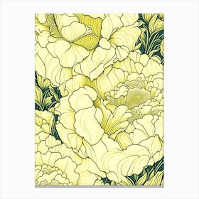 Close Up Of Peonies Yellow 1 Drawing Canvas Print
