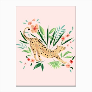 Cheetah 1 Pink Canvas Print