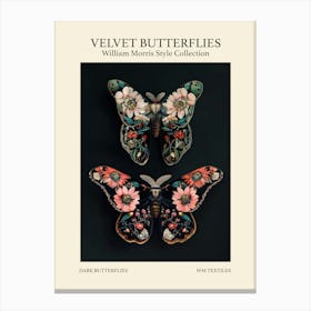 Velvet Butterflies Collection Dark Butterflies William Morris Style 3 Canvas Print