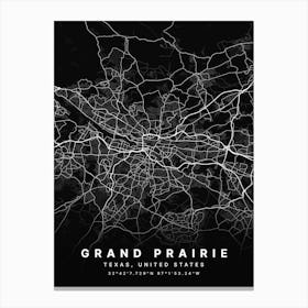 Grand Prairie Texas USA Black Map Canvas Print