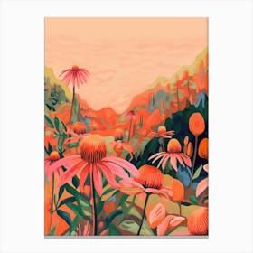 Boho Wildflower Painting Coneflower 1 Canvas Print