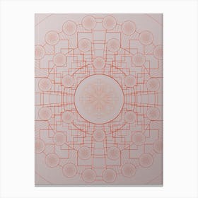 Geometric Abstract Glyph Circle Array in Tomato Red n.0008 Canvas Print