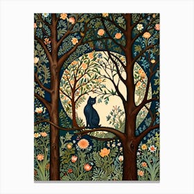 William Morris Cat In The Forest 25 Canvas Print