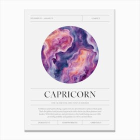 Capricorn Zodiac Sign, Garnet Birthstone Crystal Gem Canvas Print