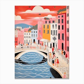 Ponte Della Maddalena, Lucca, Italy Colourful 4 Canvas Print