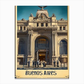 Aihrgdesign A Retro Travel Poster For Buenos Aires Featuring 2 Canvas Print