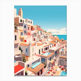 Ibiza, Spain, Flat Illustration 3 Canvas Print