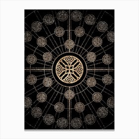 Geometric Glyph Radial Array in Glitter Gold on Black n.0174 Canvas Print