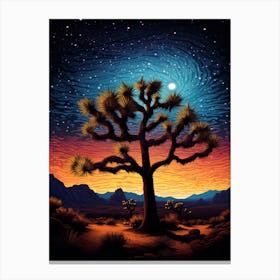 Joshua Tree With Starry Sky In Nat Viga Style (1) Canvas Print