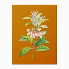 Vintage Chinese New Year Flower Botanical on Sunset Orange n.0740 Canvas Print