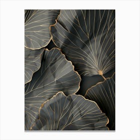 Black And Gold Leaves Canvas Print