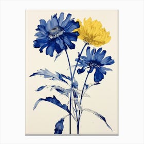 Blue Botanical Gaillardia Canvas Print