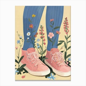 Pink Sneakers And Flowers 1 Canvas Print