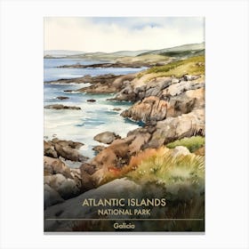 Atlantic Islands National Park Galicia Watercolour 3 Canvas Print