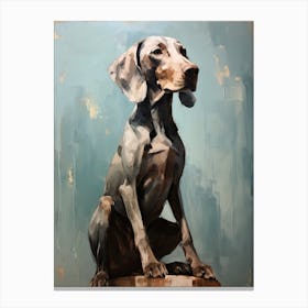 Weimaraner Dog, Painting In Light Teal And Brown 3 Canvas Print