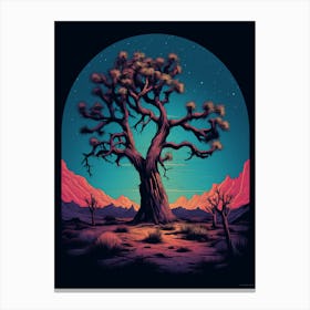  Retro Illustration Of A Joshua Tree At Night In Grand 2 Canvas Print