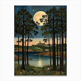 William Morris Moonlight Over The Lake Canvas Print