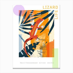 Red Mediterranean House Gecko Abstract Modern Illustration 2 Poster Canvas Print