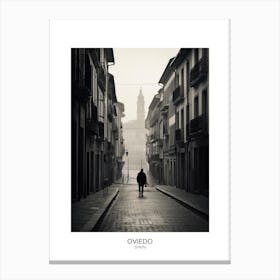 Poster Of Oviedo, Spain, Black And White Analogue Photography 2 Canvas Print